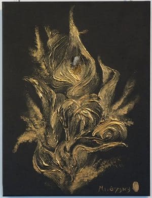 Golden Calla Lilly with quartz