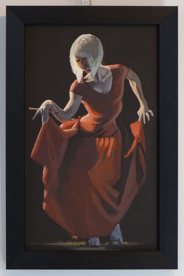 Lady in red dress