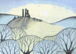 Morning mist at Corfe Castle