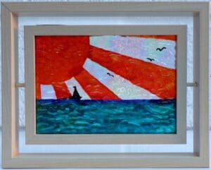 Painted Sunset Seascape on glass