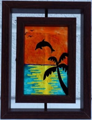 Painted Tropical Sunset on glass