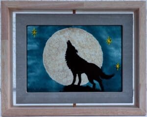 Painted Wolf Silhouette on glass