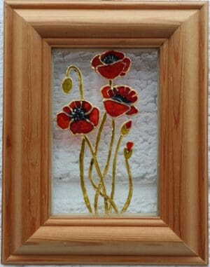 Framed Painted Poppies on Grain