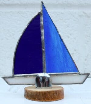 Glass Dark Blue and Blue Boat