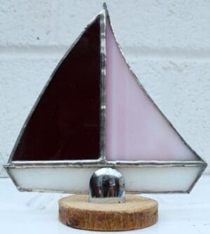 Glass Red and Pink Boat