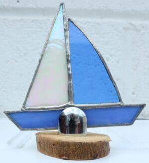 Glass White and Blue Boat