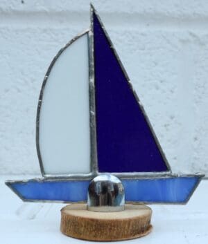 Glass White and Dark Blue Boat