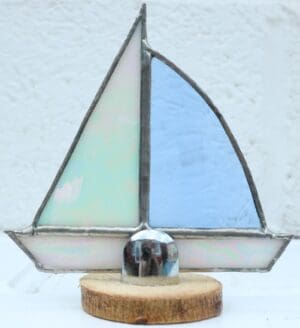Glass White and Light Blue Boat