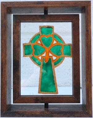 Painted Celtic Cross on Glass