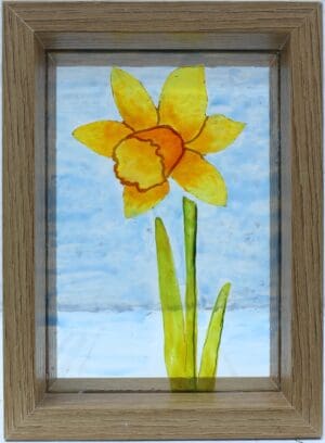 Painted Daffodil On Glass