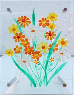 Painted Mixed Flowers on Glass