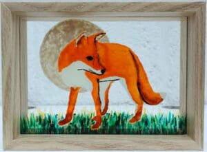 Painted Moonlit Fox on Glass