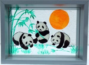 Painted Pandas on Glass