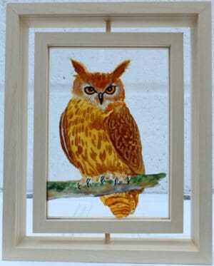 Painted Perched Owl on Glass