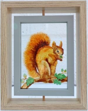 Painted Perched Squirrel on Glass