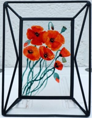 Painted Poppies on Glass