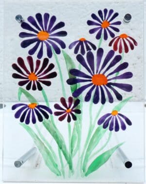 Painted Purple Flowers on Glass