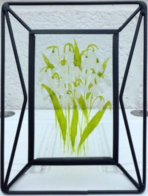 Painted Snowdrops on Glass