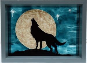 Painted Wolf Silhouette on Glass