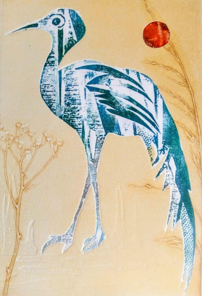 Bird on yellow background