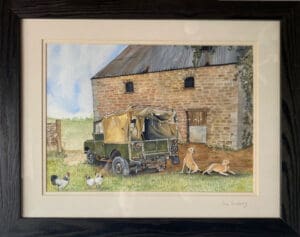 Rear Landrover and Golden Labradors