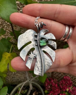 Monstera Tourmaline necklace
