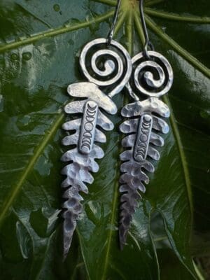 Moon phase fern earrings