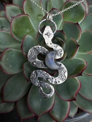 Moonstone snake necklace