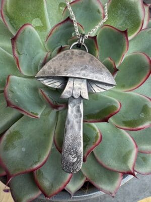 Silver mushroom necklace